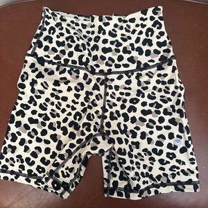 Women's Black and White Leopard Print Bike Shorts